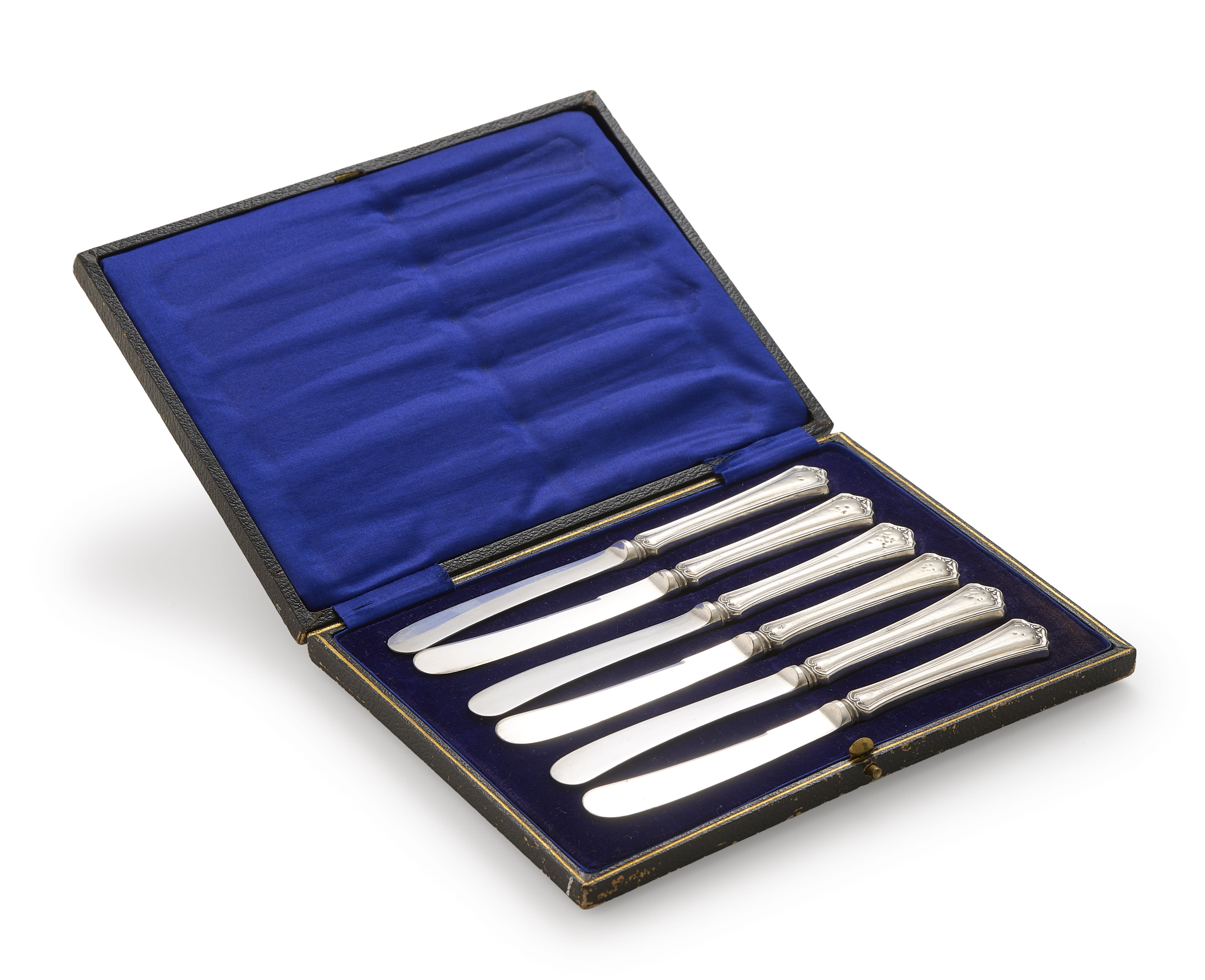 A set of six Edward VII silver butter knives, John Biggin, Sheffield ...