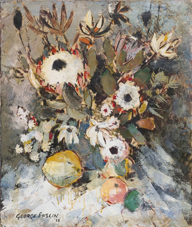 Still Life With Proteas And Fruit By George Enslin Strauss And Co