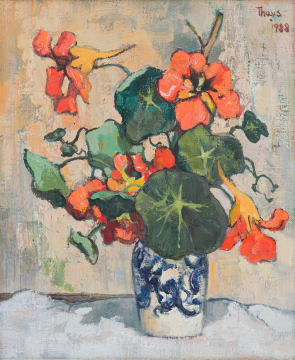 Conrad Theys; Vase of Nasturtiums