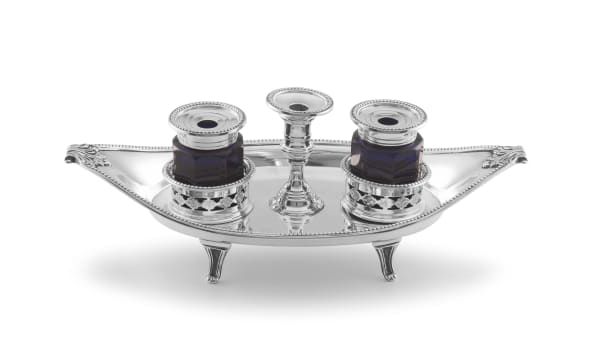 An Edward VII silver inkstand, Thomas Bradbury & Sons Ltd, London, 1908