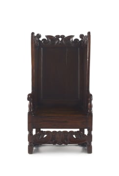 A beech and oak hall armchair, 18th century with later 19th century elements