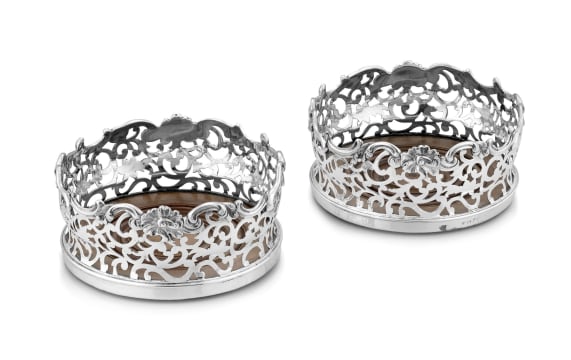 A pair of Victorian silver wine coasters, Joseph Angell I & Joseph Angell II, London, 1846