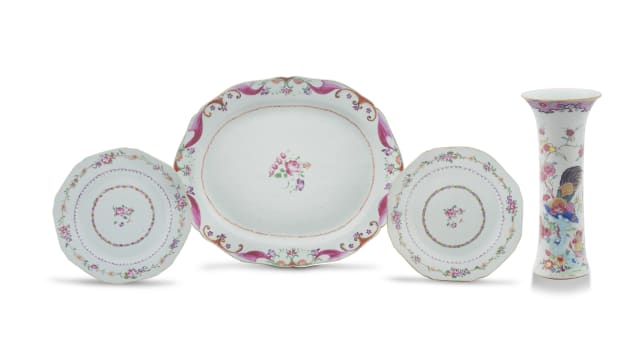 A Chinese famille-rose platter, Qing Dynasty, Qianlong period, 1735-1796