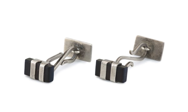 Kurt Jobst; Pair of Kurt Jobst silver and rosewood cufflinks .935 sterling