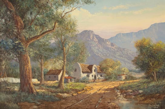 Gabriel de Jongh; Cape Landscape with Cottage
