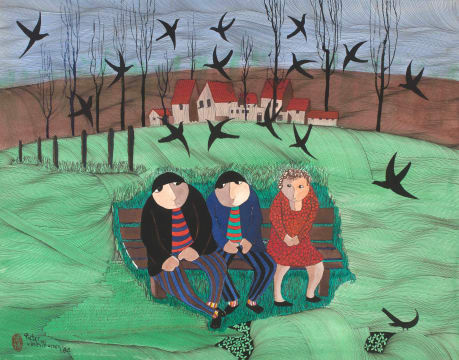 Pieter van der Westhuizen; Three Figures on a Park Bench