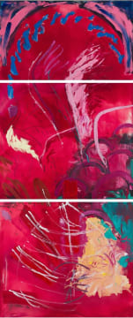 Jo Smail; Abstract Composition with Peacock, triptych
