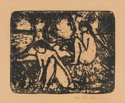 Otto Müller; Zwei Sitzende Mädchen vor Liegender Figur (Karsch 64)