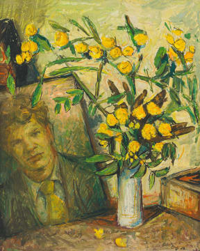Zakkie Eloff; Still Life with Self Portrait