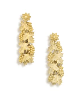 Pair of carved ivory pendant earrings