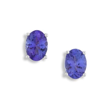 Pair of tanzanite and 18ct white gold earrings