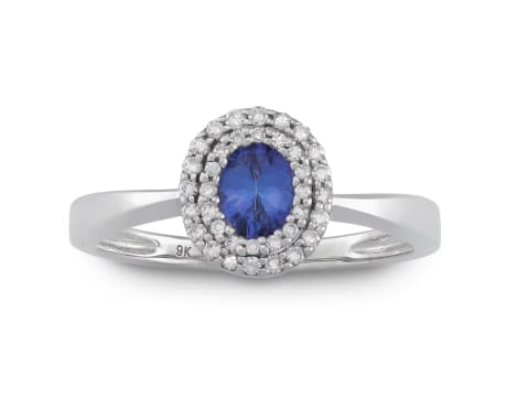 Tanzanite and diamond 9ct white gold ring