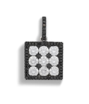 White and black diamond 18ct white gold pendant