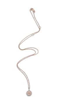 Morganite and diamond 9ct rose gold pendant and chain