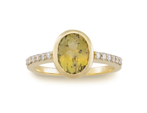 Yellow zoisite and diamond 18ct yellow gold ring