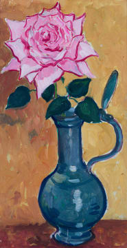 François Krige; Pink Rose in a Vase