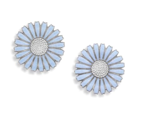 Georg Jensen; Pair of Georg Jensen silver and pale blue enamel earrings, 925 sterling