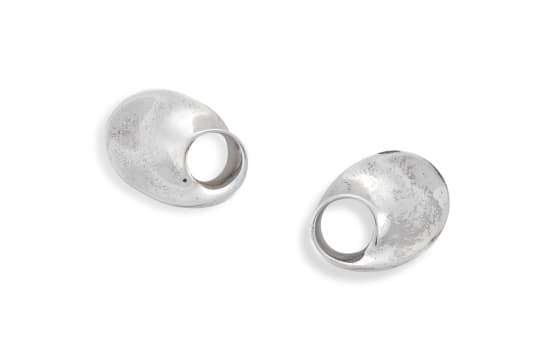 Vivianna Torun Bülow-Hübe - Georg Jensen; Pair of Georg Jensen silver 'Möbius' clip earrings, No 142, designed by Vivianna Torun Bülow-Hübe, Denmark, .925 Sterling