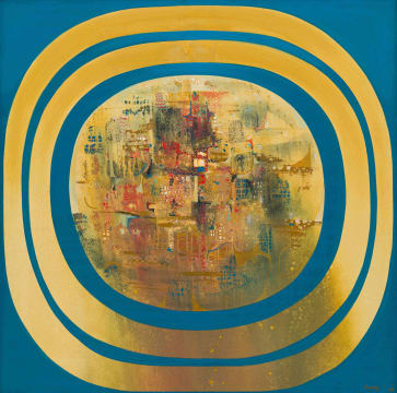 Larry Scully; Abstract Composition with Gold Circles