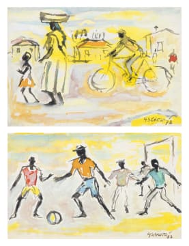 Gerard Sekoto; Figures and Bicycle; Football Players, two