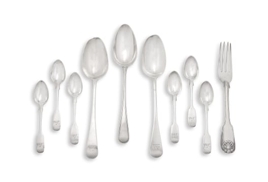 Six Victorian silver 'Fiddle' pattern teaspoons, Charles Boyton, London, 1882