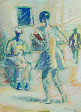 Gerard Sekoto; Street Scene with Figures