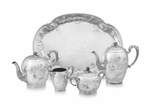 A German five-piece silver tea service, M H Wilkens & Söhne, Bremen-Hemelingen, .800 standard, 19th century