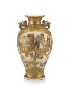A Japanese Satsuma earthenware vase, Meiji period, 1868-1912