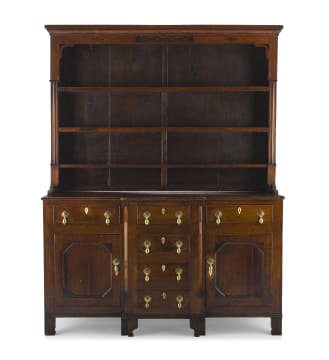 A George III oak and inlaid dresser