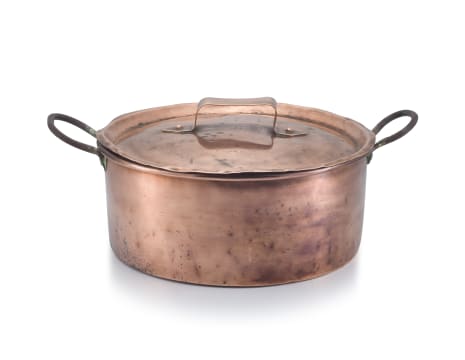A Cape two-handled copper jam boiler and cover, Thomas Hindle & Benjamin Theophilus Lawton, 19th century