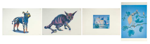 Norman Catherine; Fook Dog; Fook Island Cat; Feeding Baby Twittering Twook; and The Rare Gaboob, four