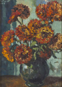Otto Klar; Marigolds in a Vase