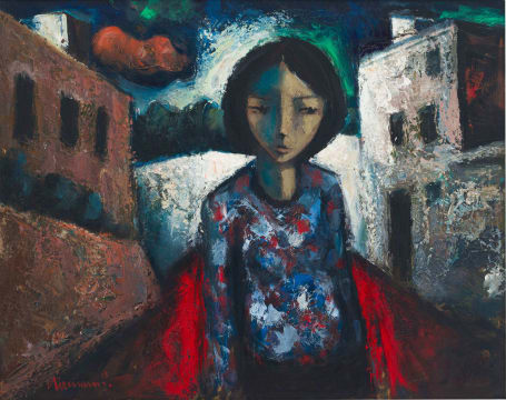 Hennie Niemann Snr; Woman in a Cityscape