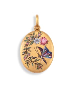 Enamel and gold locket, 19th century