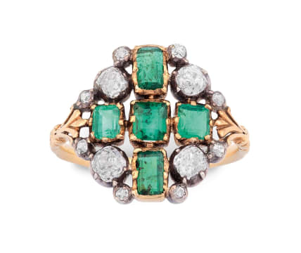 Edwardian emerald and diamond ring