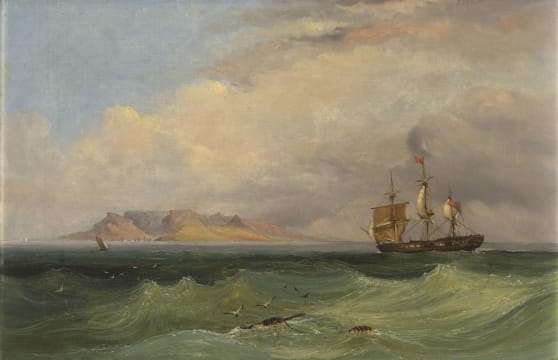 Thomas Bowler; Arrival of the East Indiaman St. Lawrence in Table Bay, Cape of Good Hope