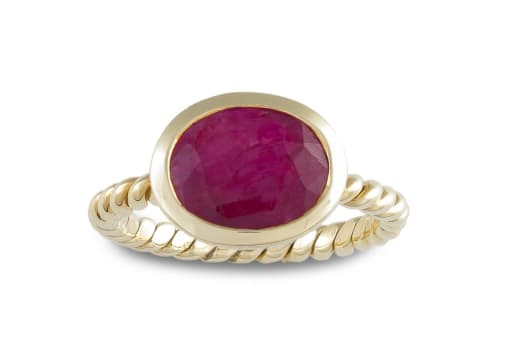 Taz Watson Jewellery; Ruby and 14ct gold ring, designed by Taz Watson