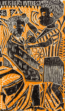 John Muafangejo; Life is Very Interesting (orange)