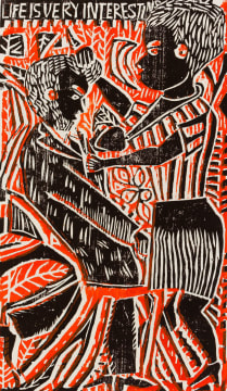 John Muafangejo; Life is Very Interesting (red)