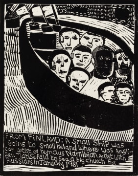 John Muafangejo; From Finland: A Small Ship was Going