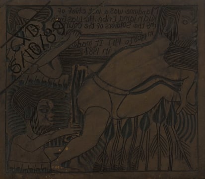 John Muafangejo; Mandume was a Last Chief of Kuanjama Tribe (original lino block)