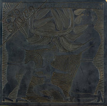 John Muafangejo; They are Looking the First Born (original lino block)