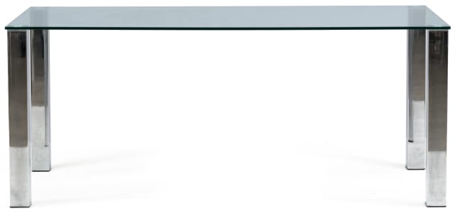 A glass and steel table, modern