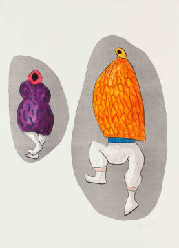 Colbert Mashile; Two Figures, Purple and Orange