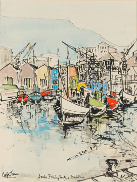 Arthur Edward Cantrell; Cape Town – Docks, Fishing Boats and Mountain