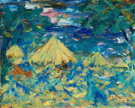 George Churu; Abstract Landscape with Dwellings