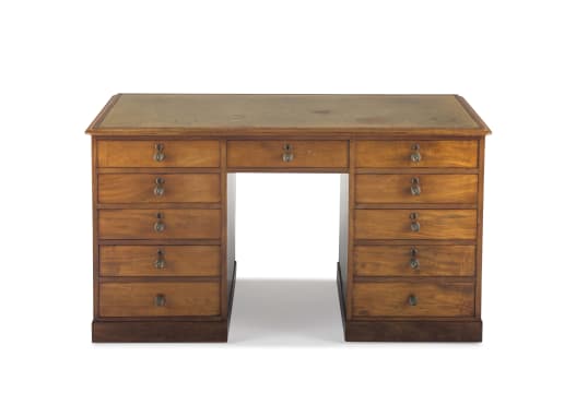 A Victorian mahogany pedestal desk