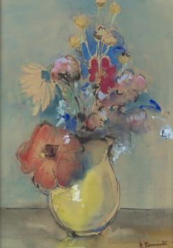 Alice Tennant; Flowers in a Yellow Vase