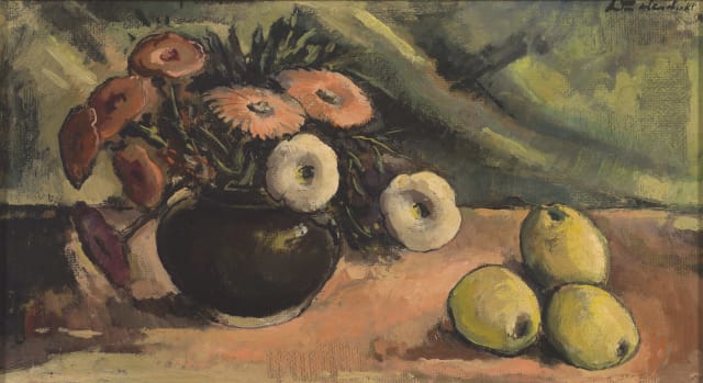 Anton Petrus Hendriks; A Still life of Flowers and Quinces