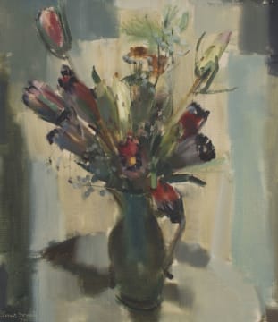 Clement Serneels; Proteas in a Vase